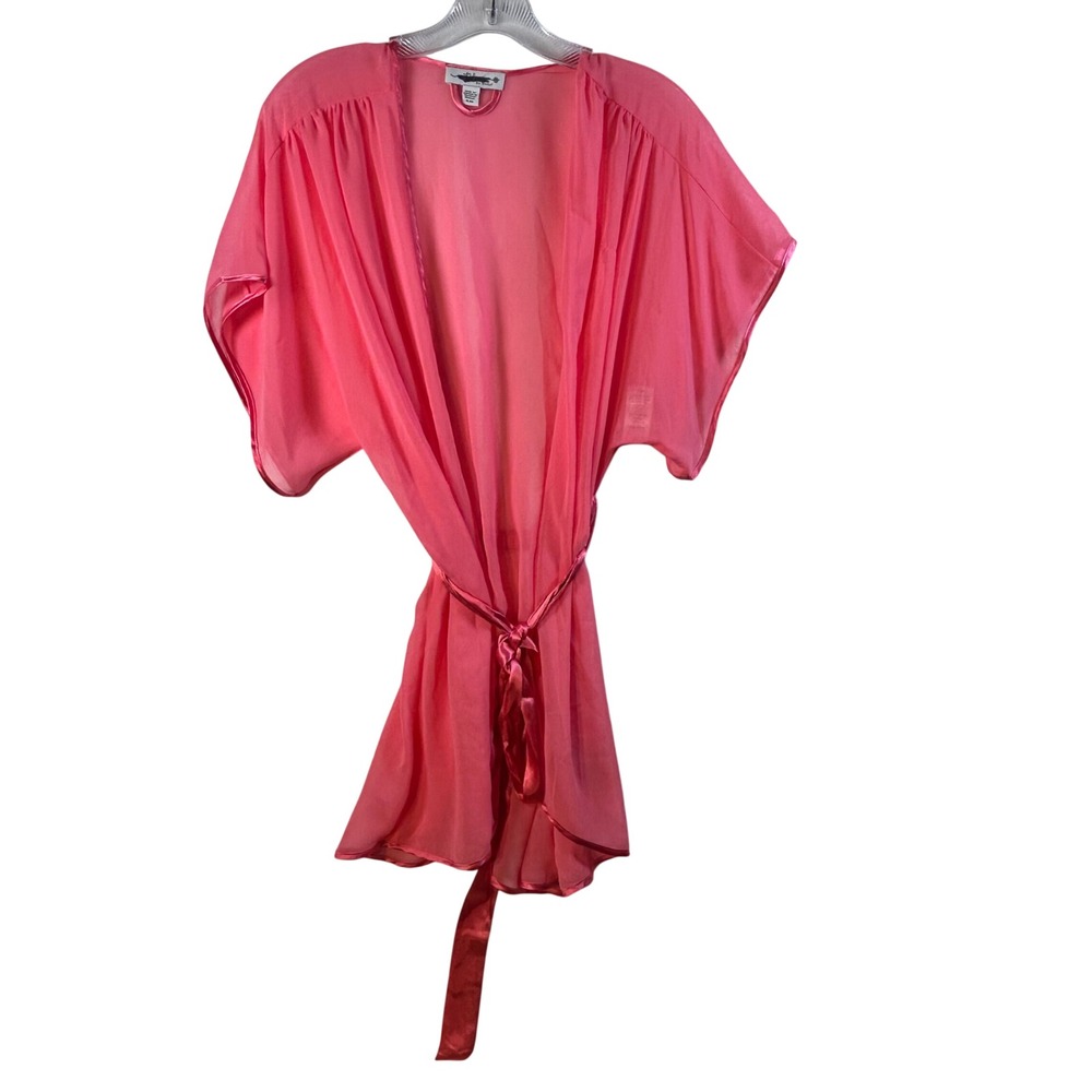 In Bloom by Jonquil Pink Sheer Kimono Robe Belted Butterfly Sleeve